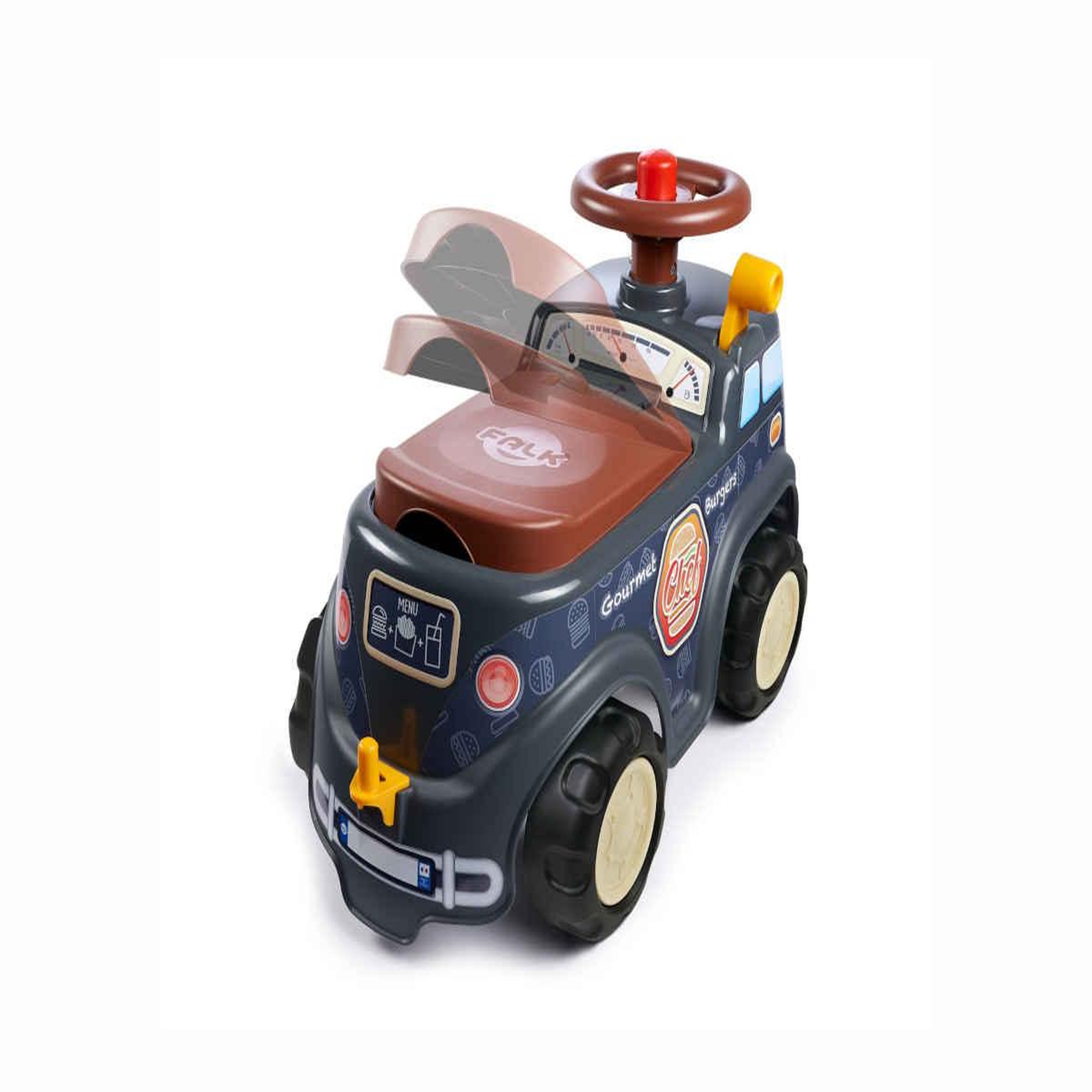 Voir la diapositive 2 : FALK Porteur enfant food truck avec remorque 1 à 3 ans - falk