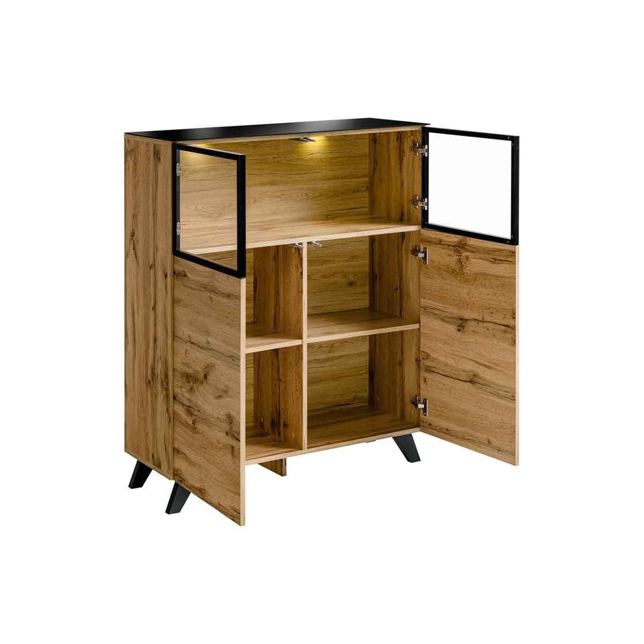 Voir la diapositive 2 : Paris Prix Vitrine led  thin  123cm noir & naturel