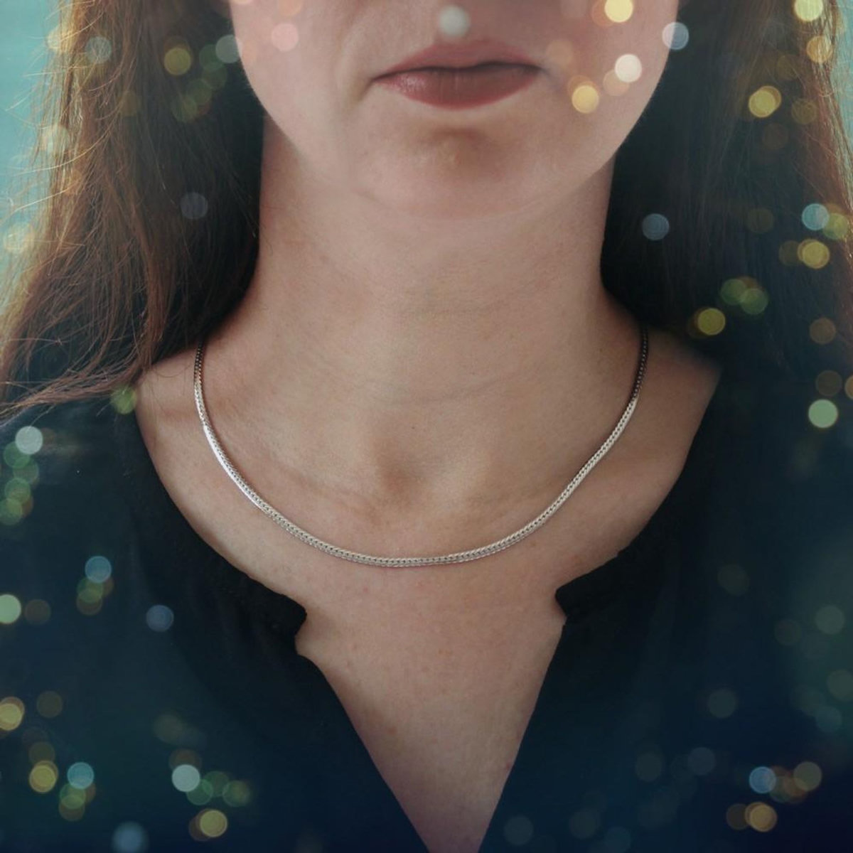 L'ATELIER D'AZUR Collier Femme Maille Anglaise - Or Blanc
