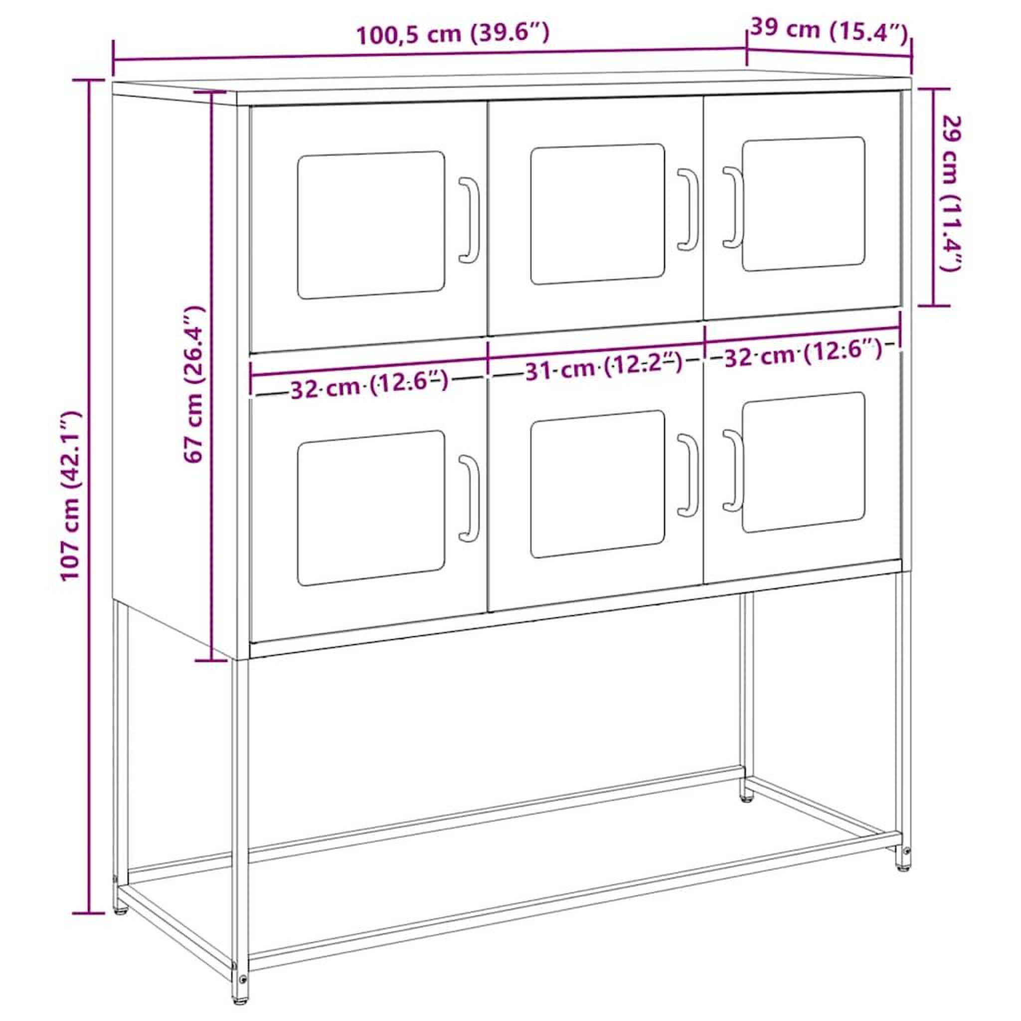 Voir la diapositive 6 : VIDAXL Buffet anthracite 100,5x39x107 cm acier lamine a froid
