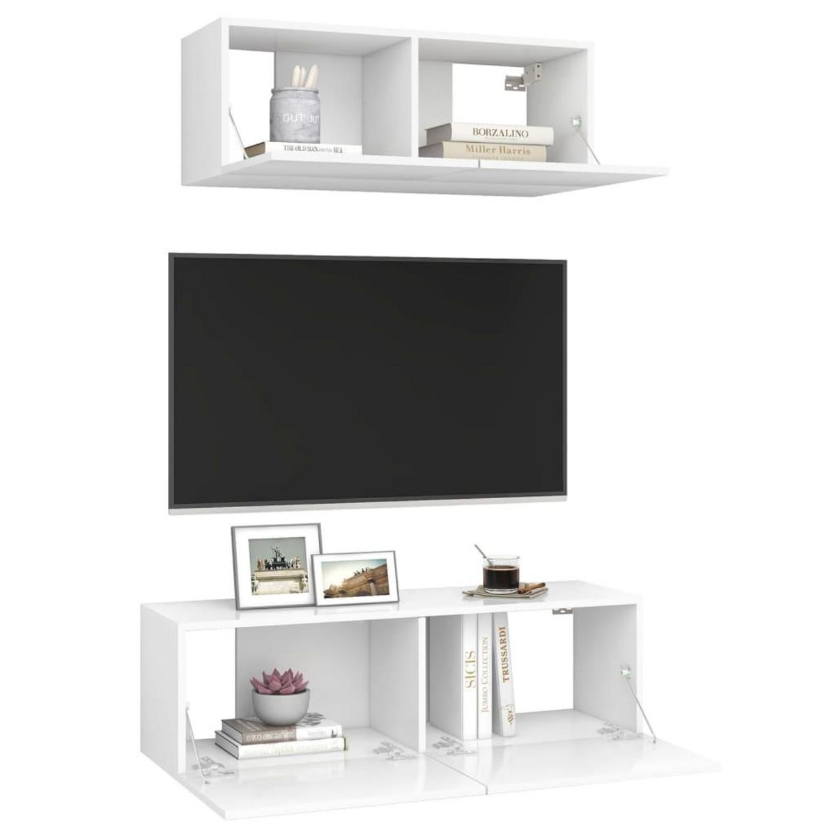 VIDAXL Ensemble de meubles TV 2 pcs Blanc Bois d'ingenierie