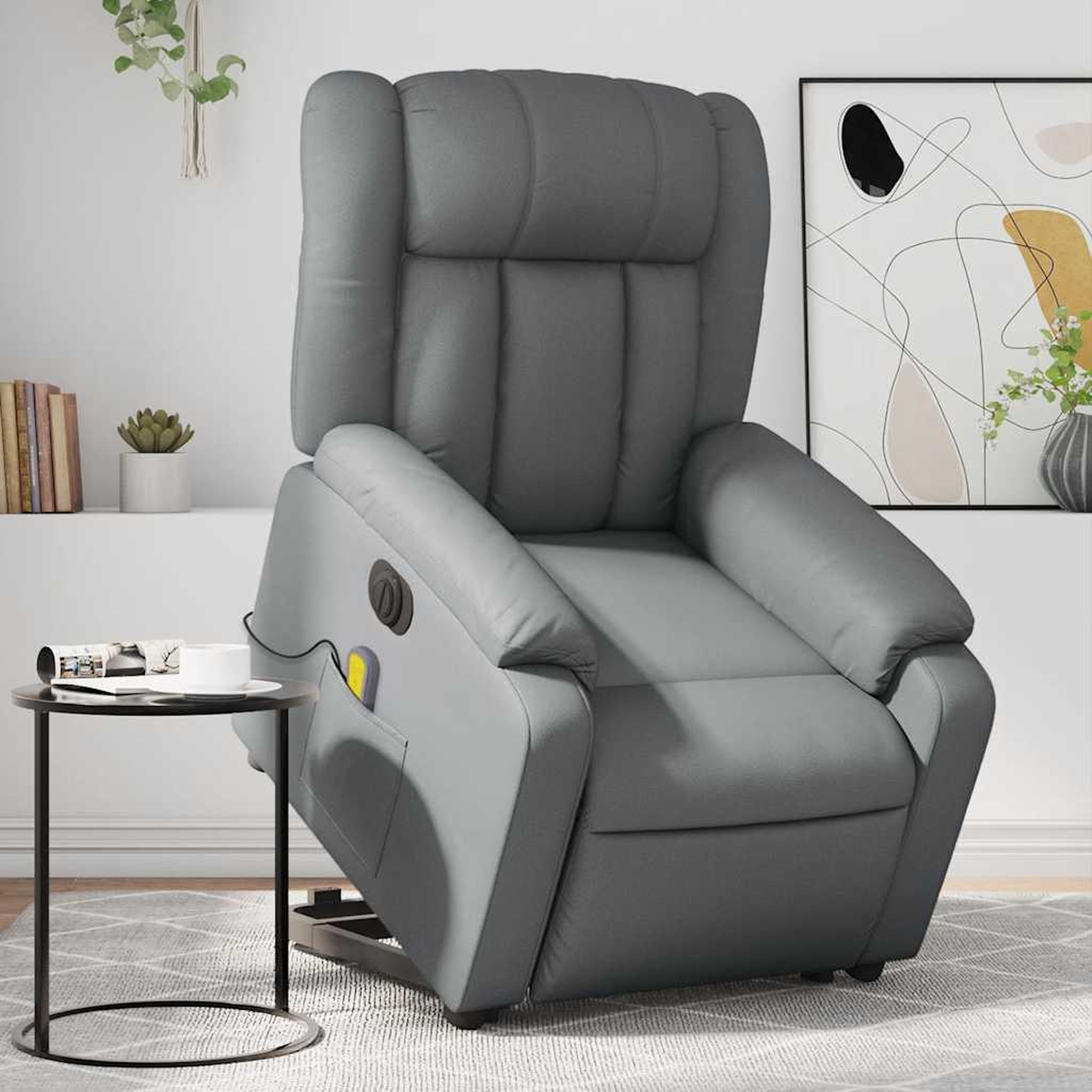 VIDAXL Fauteuil inclinable de massage electrique gris similicuir