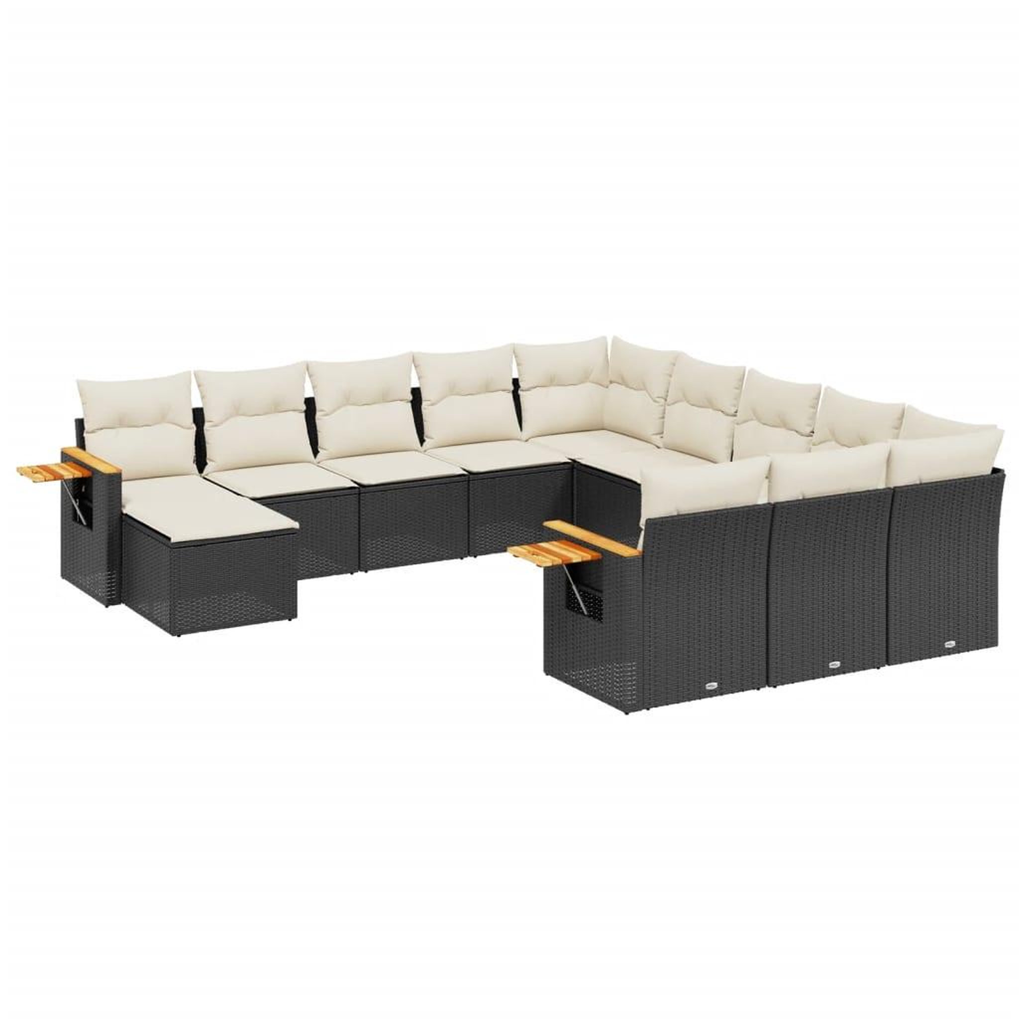 Voir la diapositive 2 : VIDAXL Salon de jardin 11 pcs avec coussins noir resine tressee