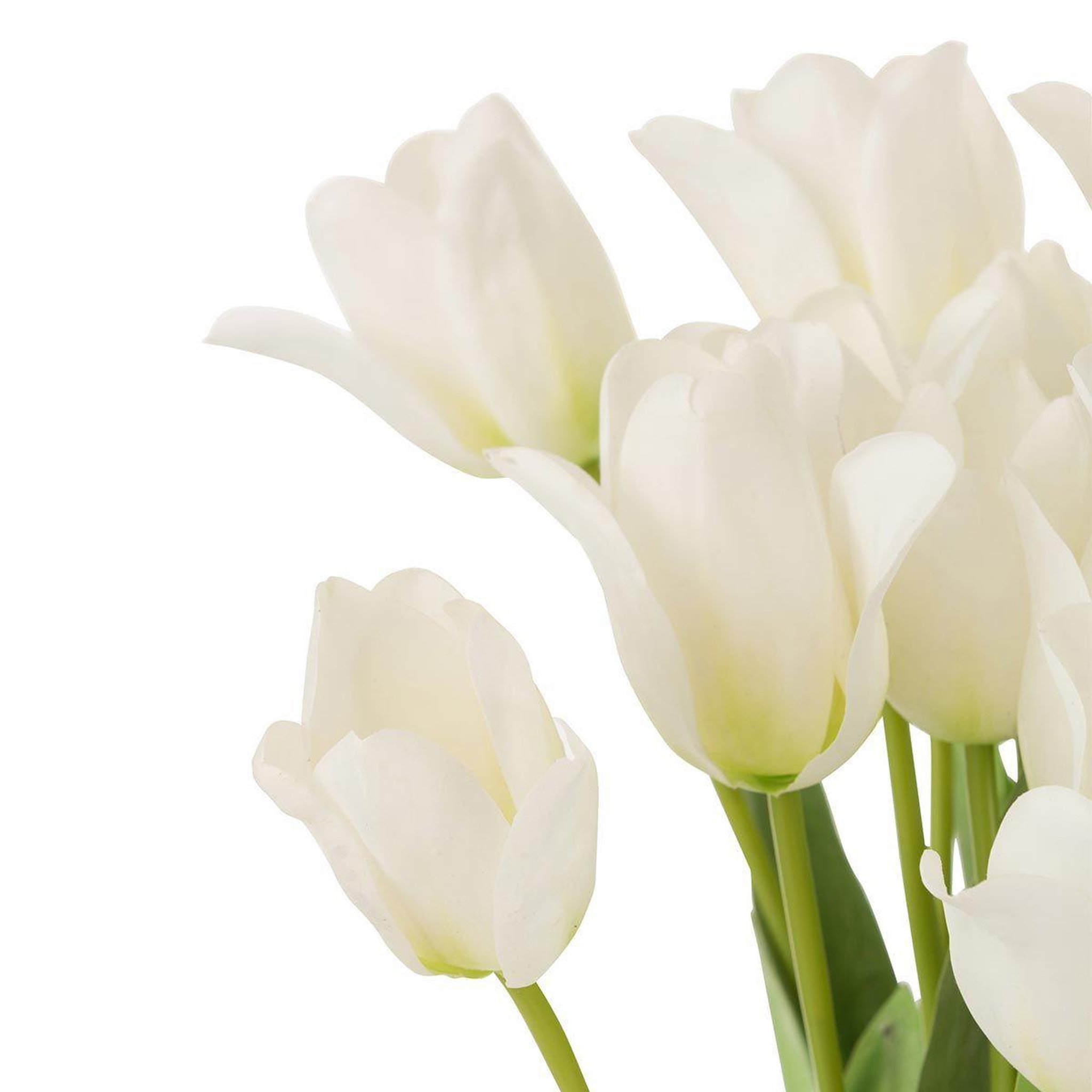 Voir la diapositive 2 : J-LINE Bouquet de Fleurs  Tulipes  65cm Blanc & Vert