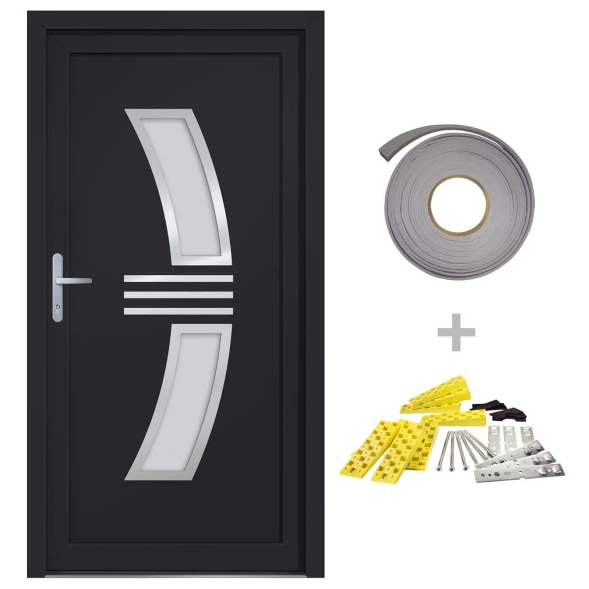 Voir la diapositive 2 : VIDAXL Porte d'entree anthracite 108x200 cm PVC