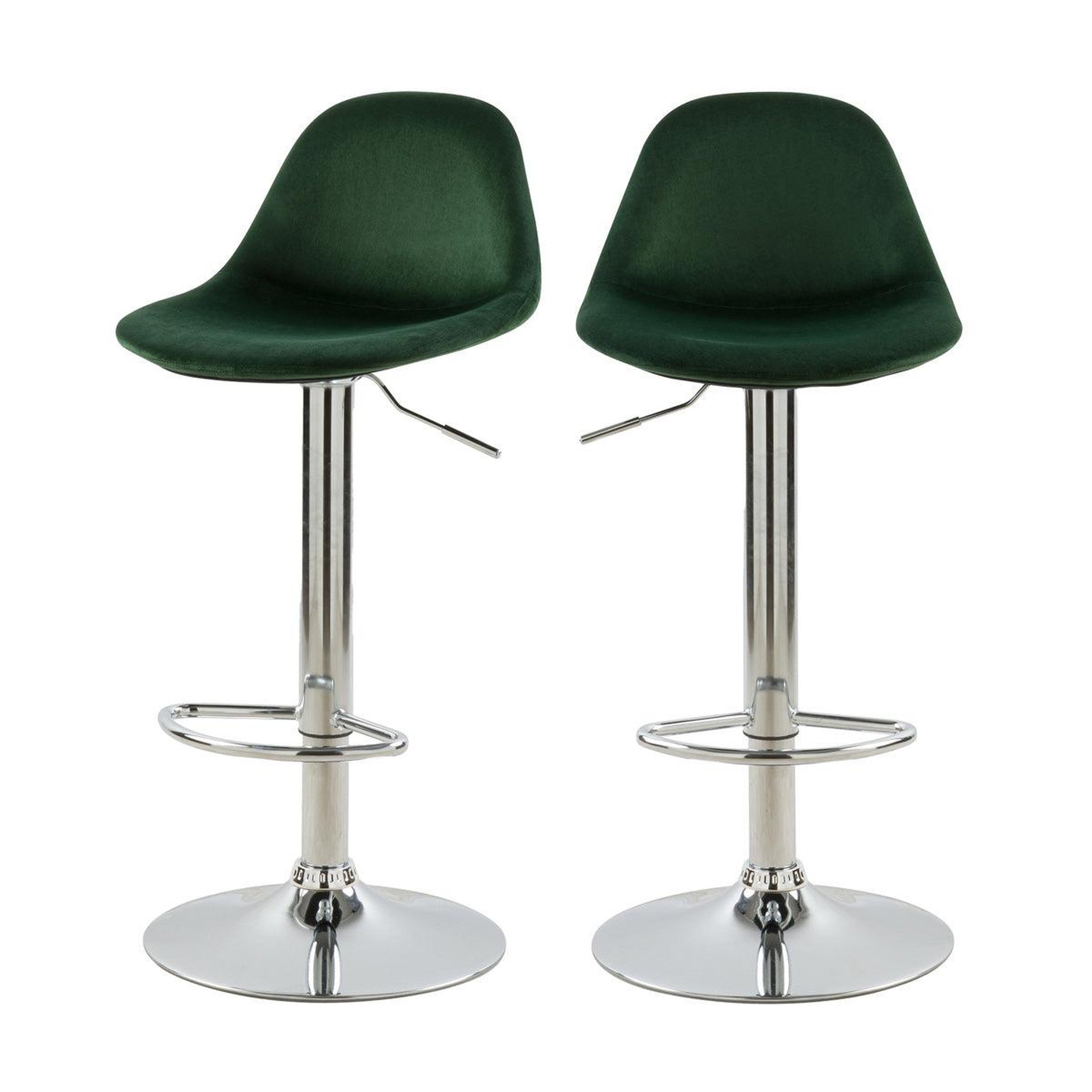 Voir la diapositive 1 : Rendez vous déco Lot de 2 chaises de bar réglables en velours bleu 60/82 cm - Pavo