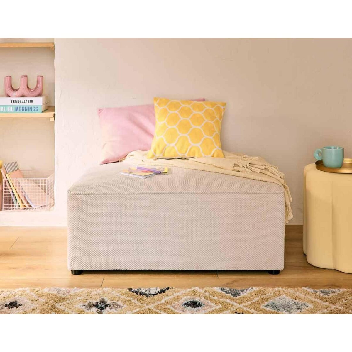 BEST MOBILIER Topaze - pouf - en velours texturé