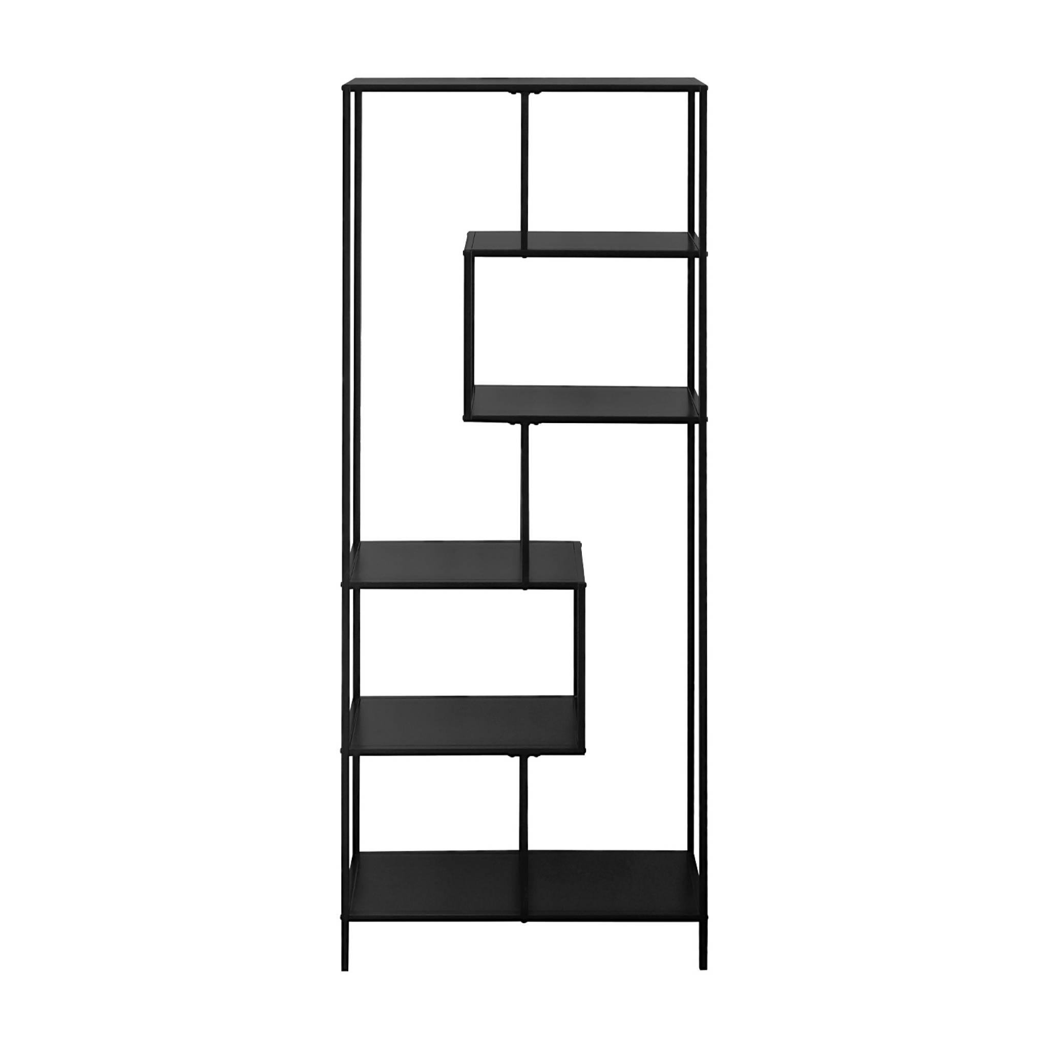 Voir la diapositive 5 : SWEEEK Etagère bibliothèque asymétrique 6 étages en métal noir INDUSTRIELLE L 77 x P 33 x H 185cm