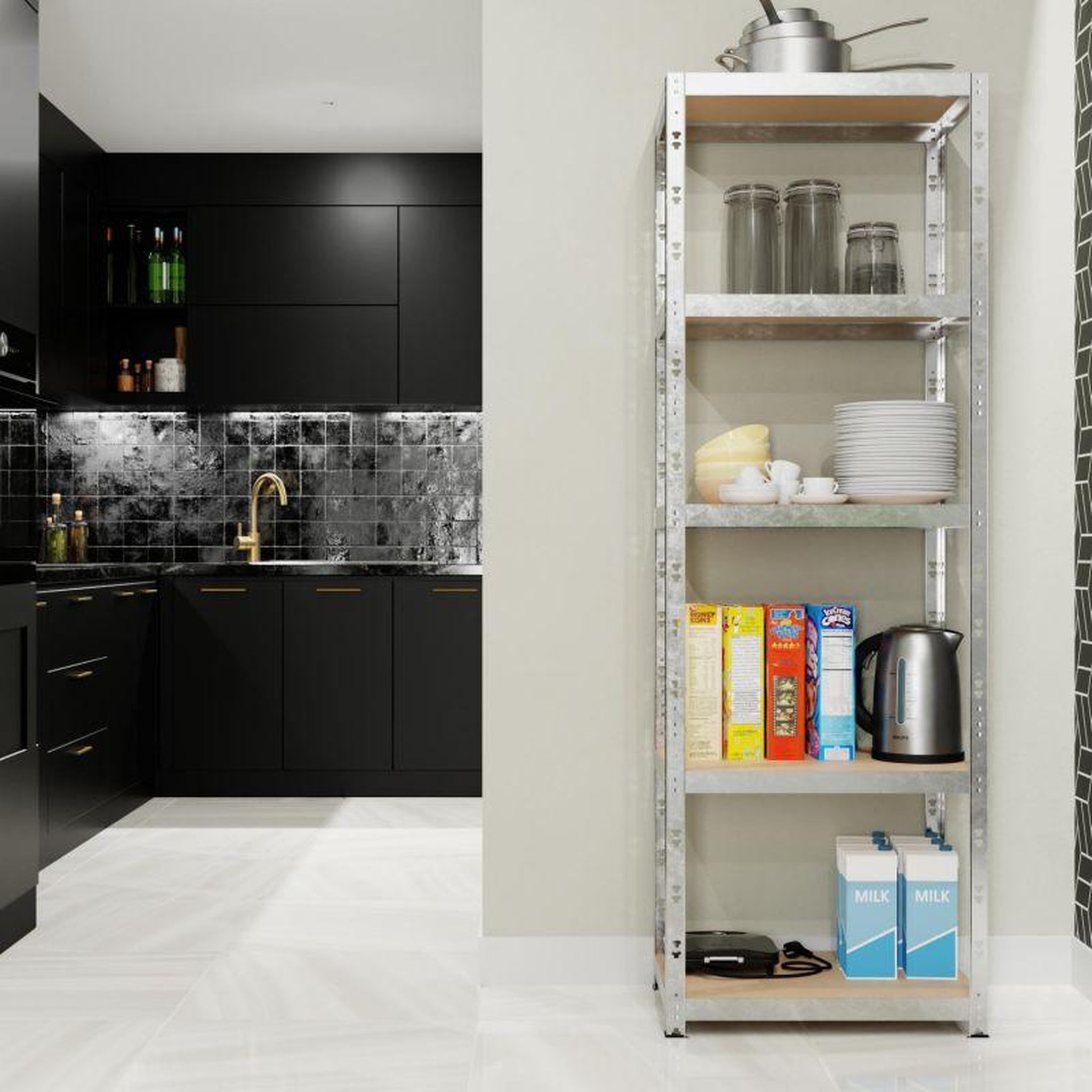 Voir la diapositive 2 : EUROSPEN Etagere de Rangement  modulable et polyvalente pour atelier, garage, cave...Charges Lourdes 172x75x30cm - Gris