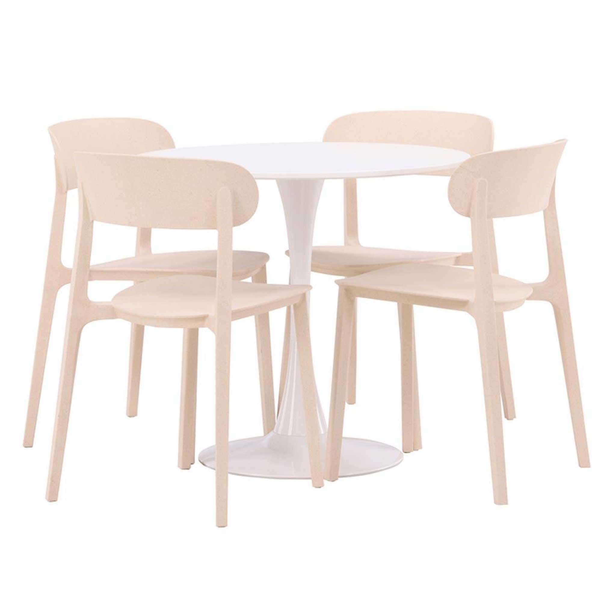 Paris Prix Ensemble table à manger & 4 chaises  hamden & astol  80cm blanc & beige