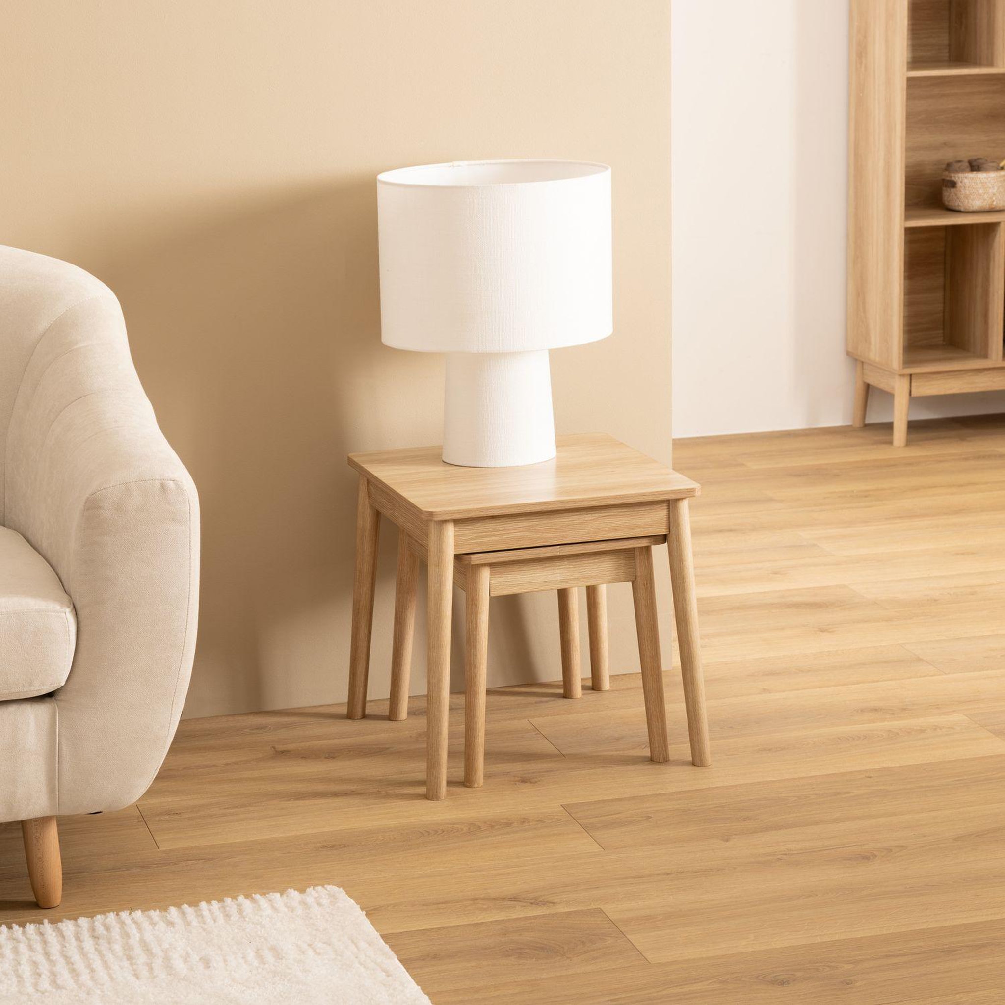 Voir la diapositive 5 : FIVE Ensemble de 2 tables à café gigognes effet bois naturel abana - beige