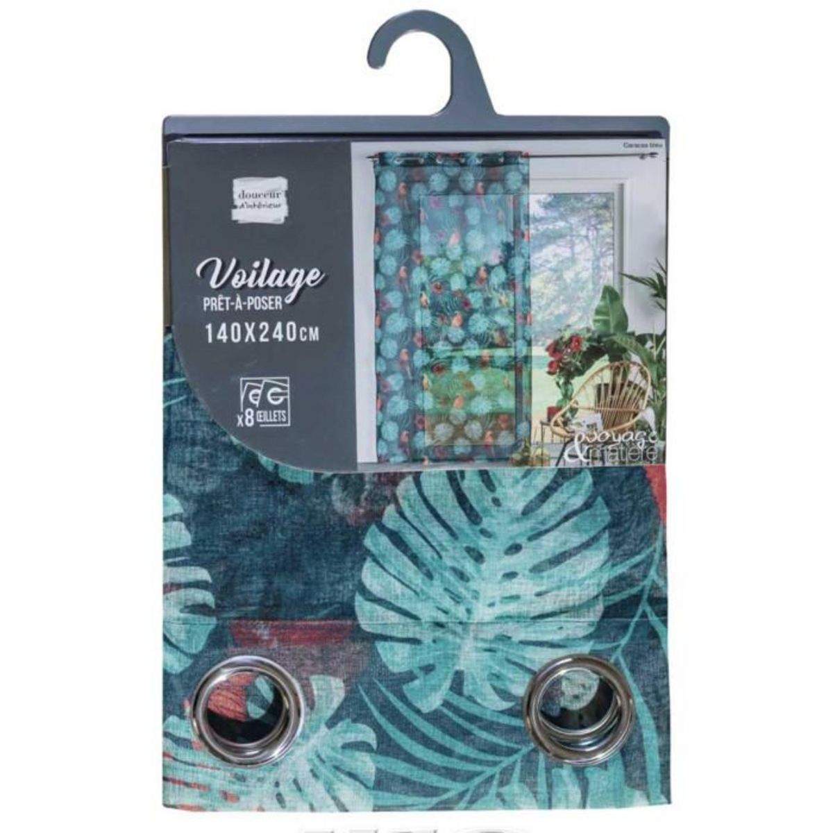 Paris Prix Rideau Voilage à Œillets  Caracas Line  140x240cm Bleu