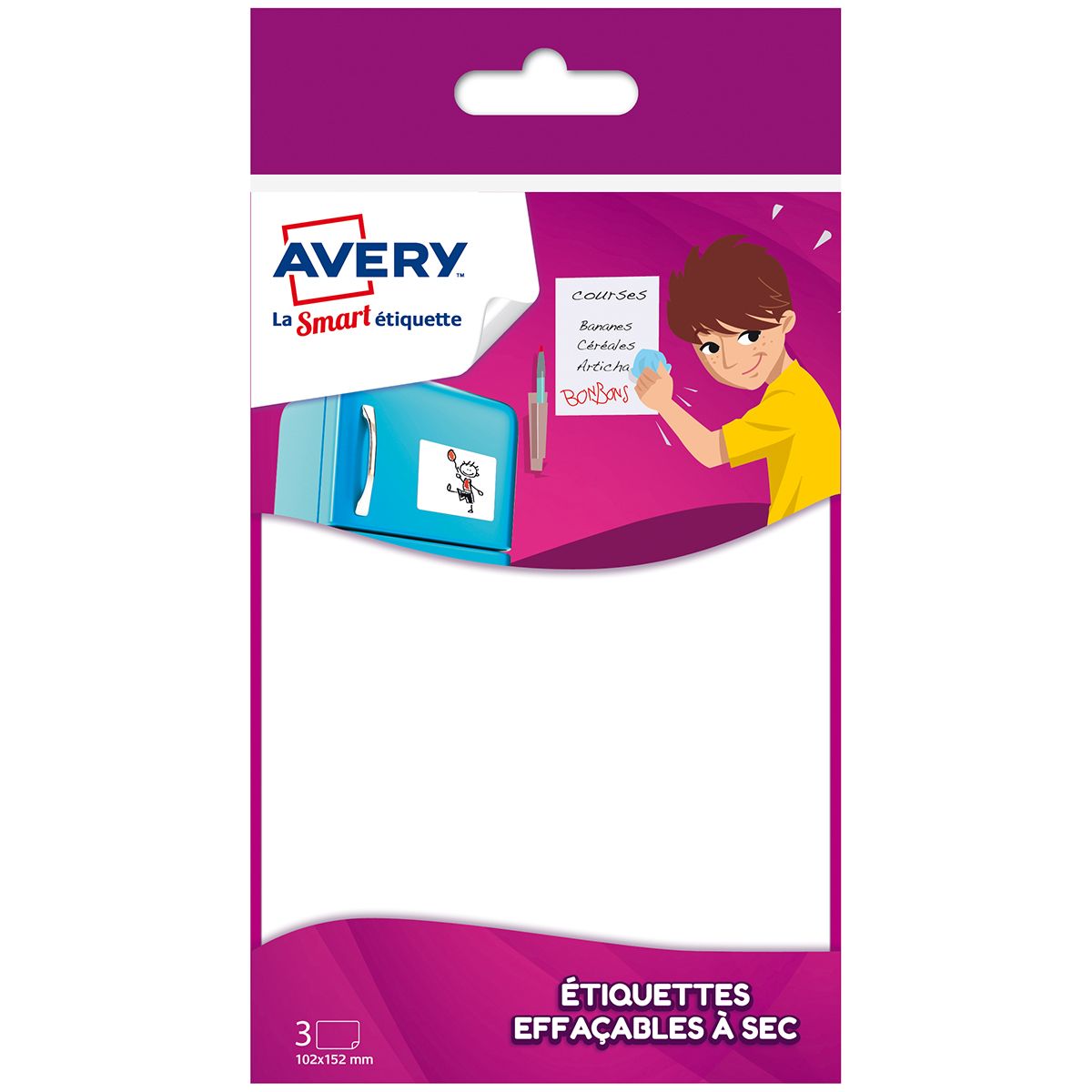 3 étiquettes adhésifs effaçables à sec - blanc