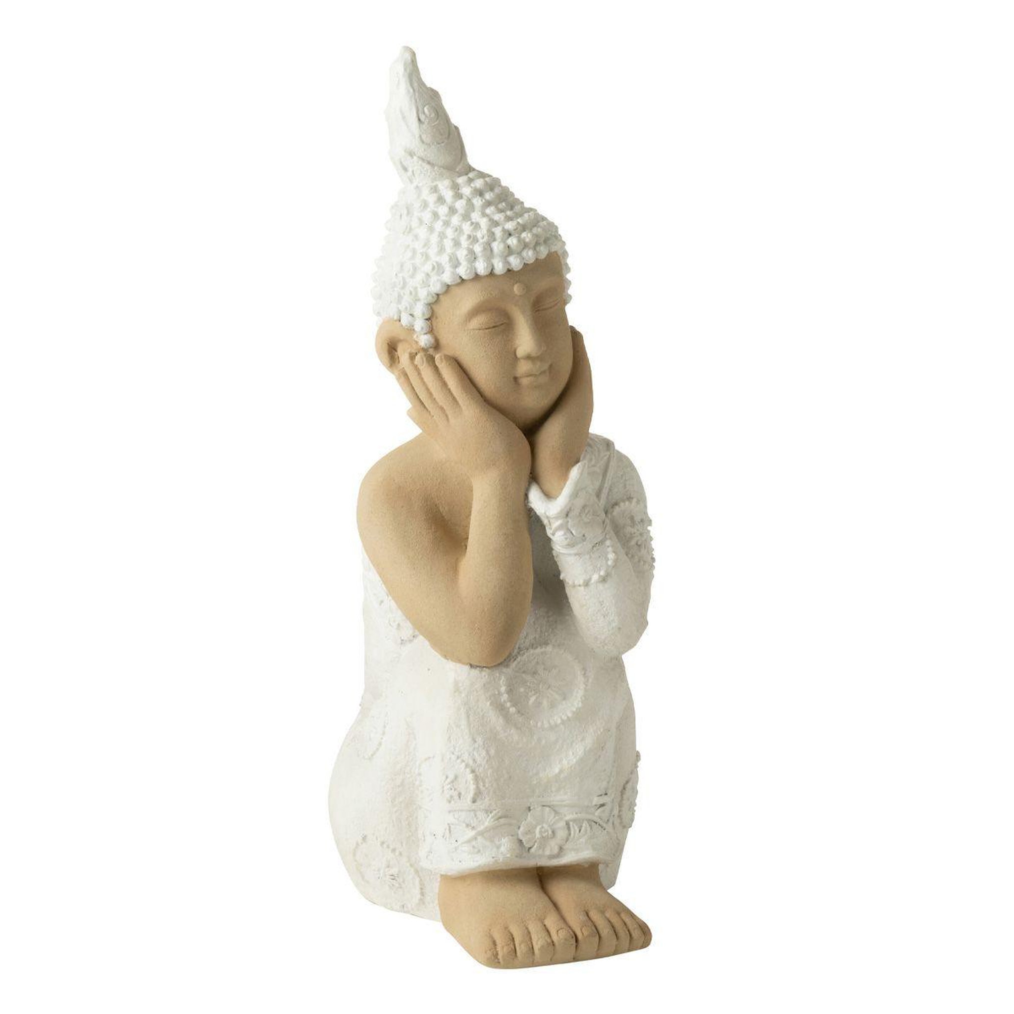 J-LINE Statue déco bouddha assis  bali bliss  61cm blanc