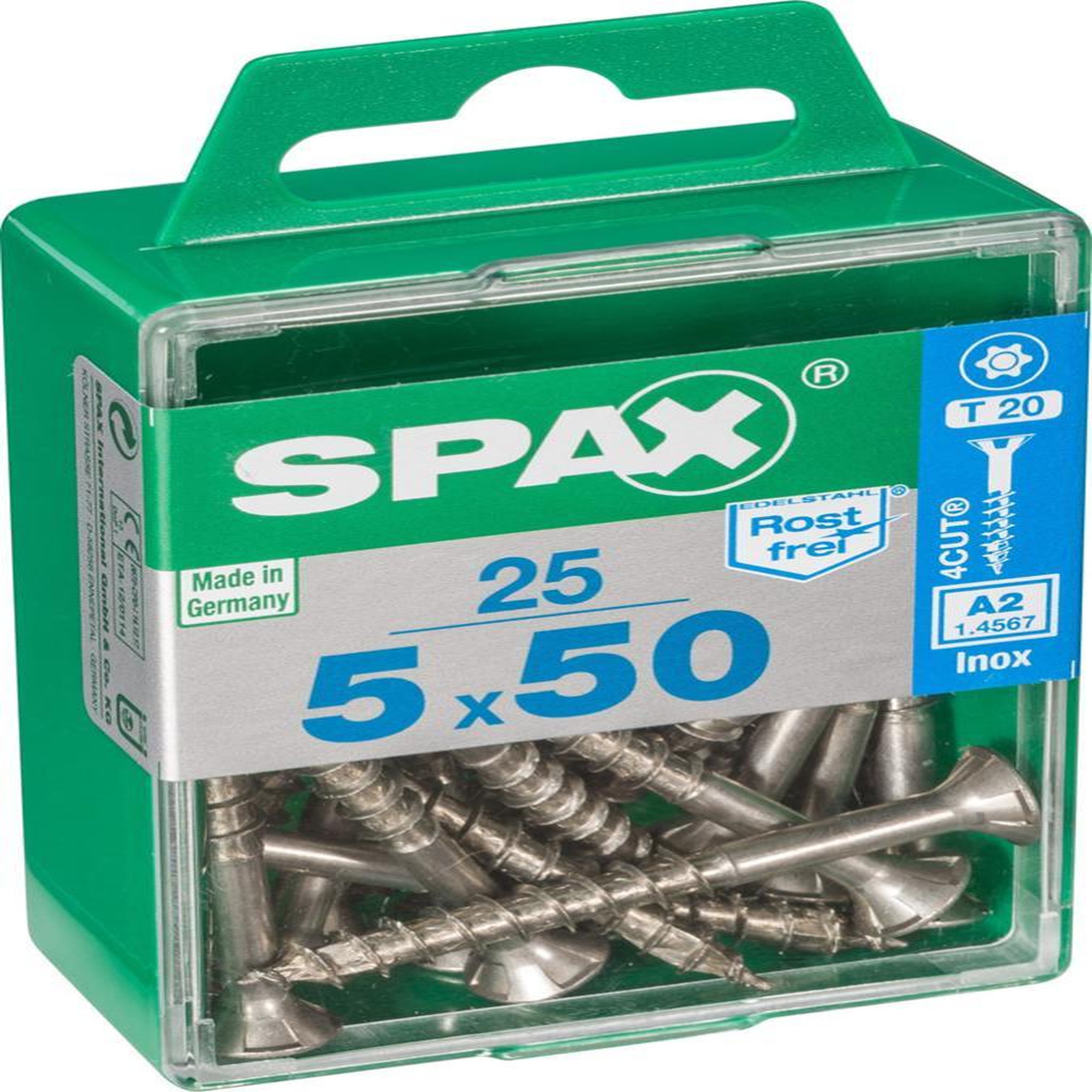 CENTRALE BRICO Lot de 25 vis inox tête fraisée torx SPAX, Diam.5 mm x L.50 mm