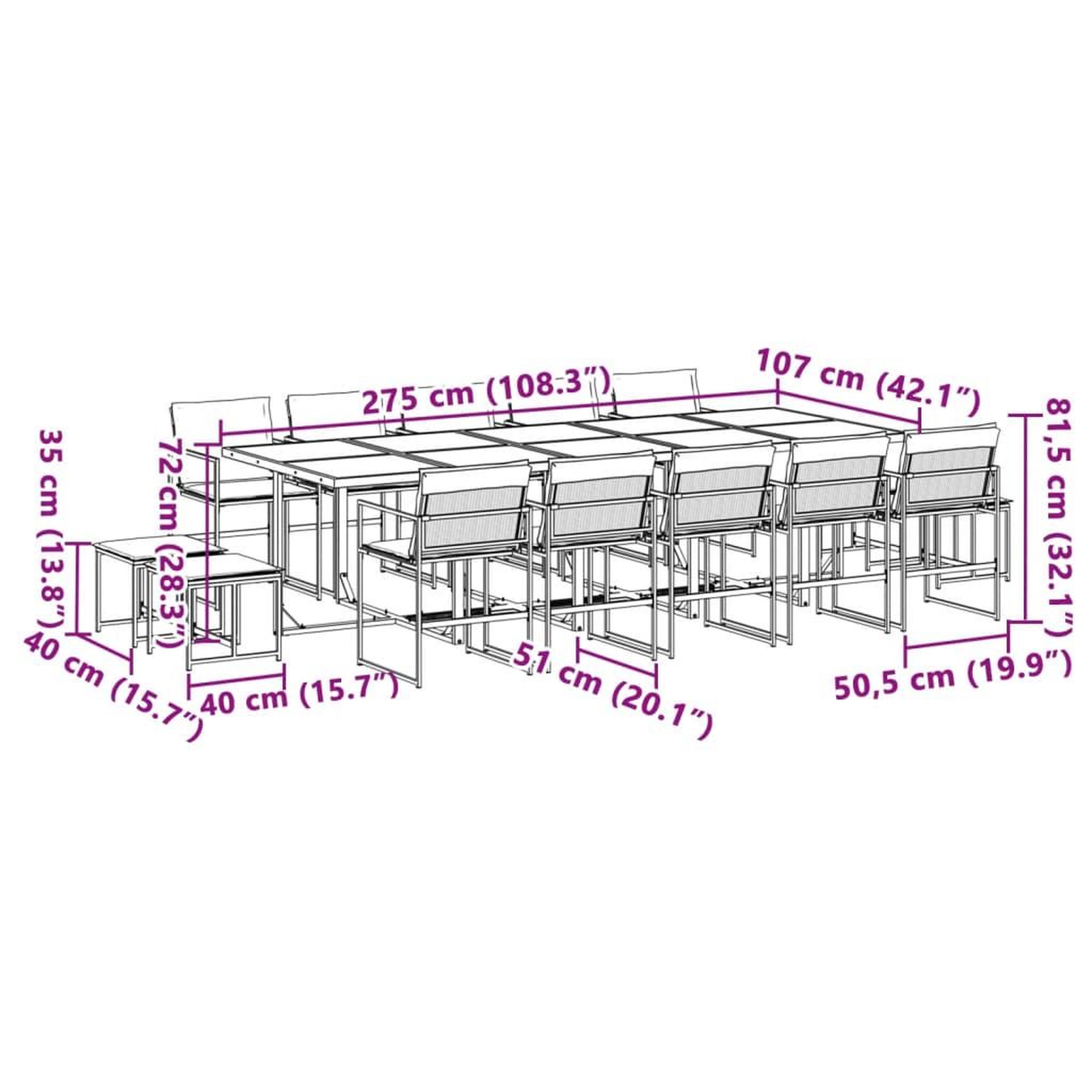 Voir la diapositive 6 : VIDAXL Ensemble a manger de jardin avec coussins 15pcs blanc textilene