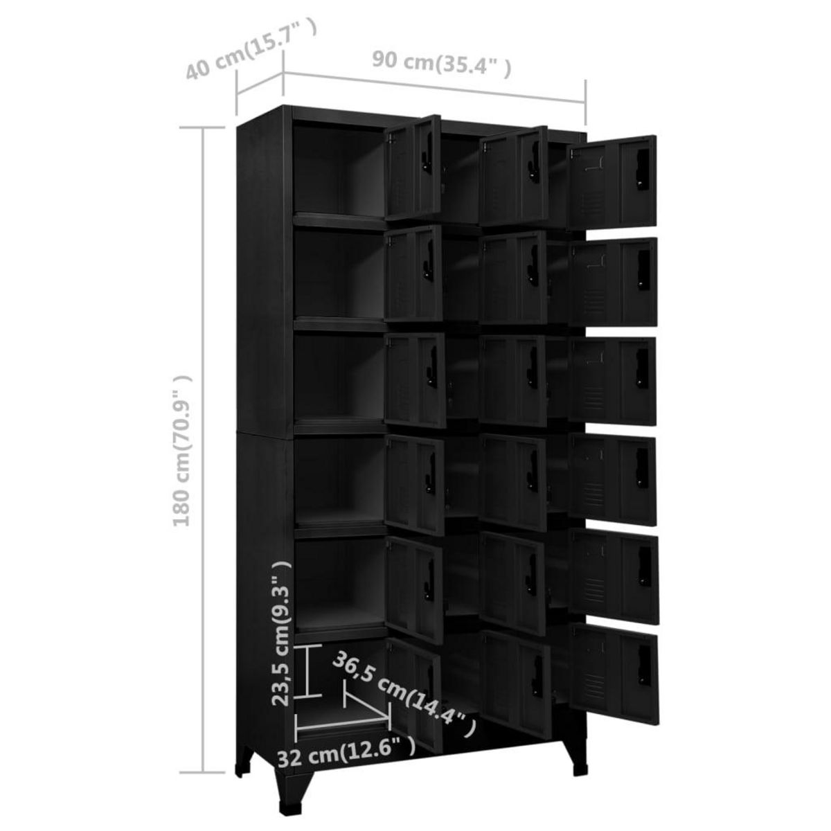 VIDAXL Armoire a casiers Noir 90x40x180 cm Acier