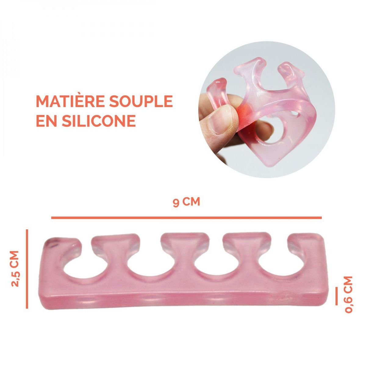 VIVEZEN Lot de 5 paires de séparateurs d'orteils en silicone