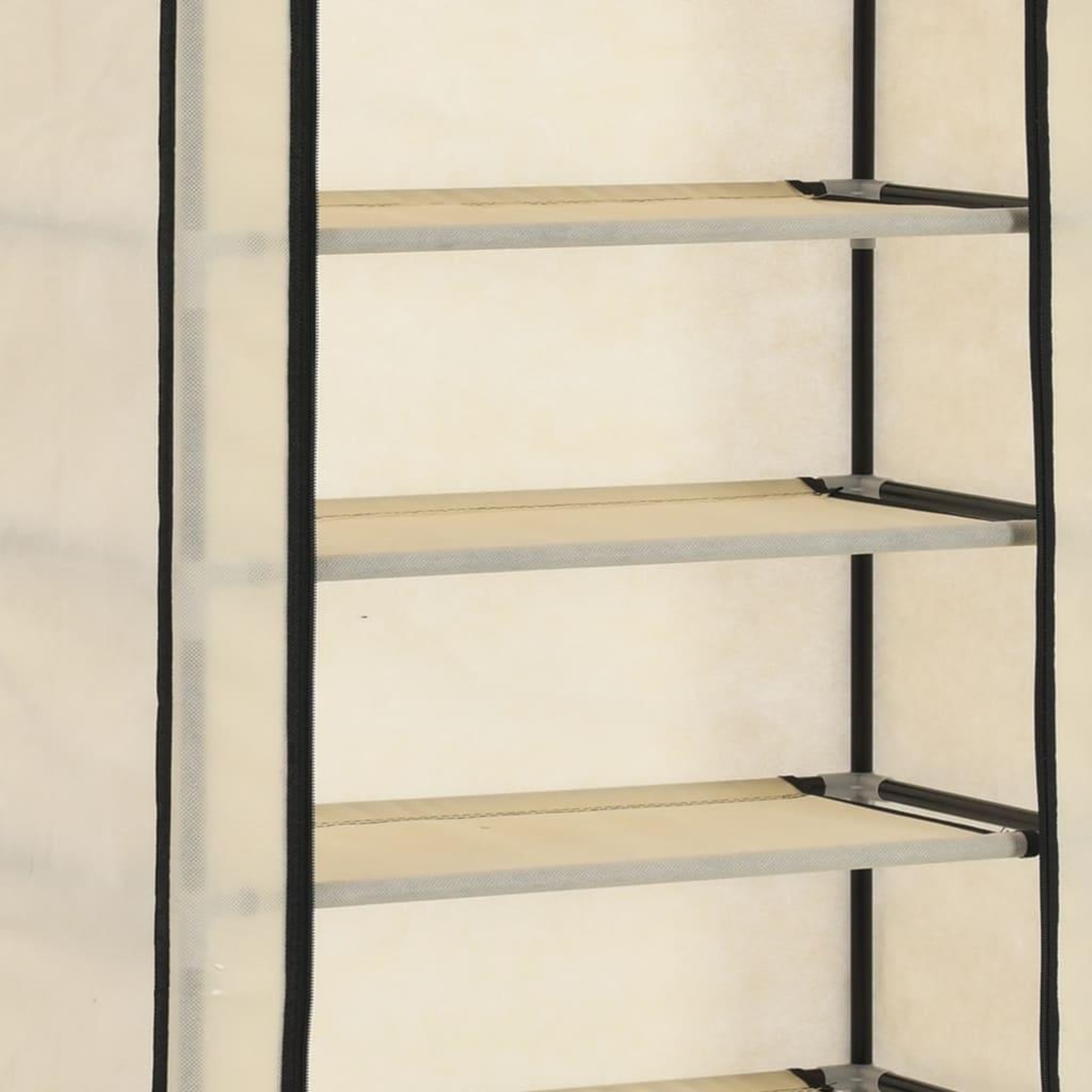 Voir la diapositive 5 : VIDAXL Armoire a chaussures avec housse Creme 57x29x162 cm Tissu