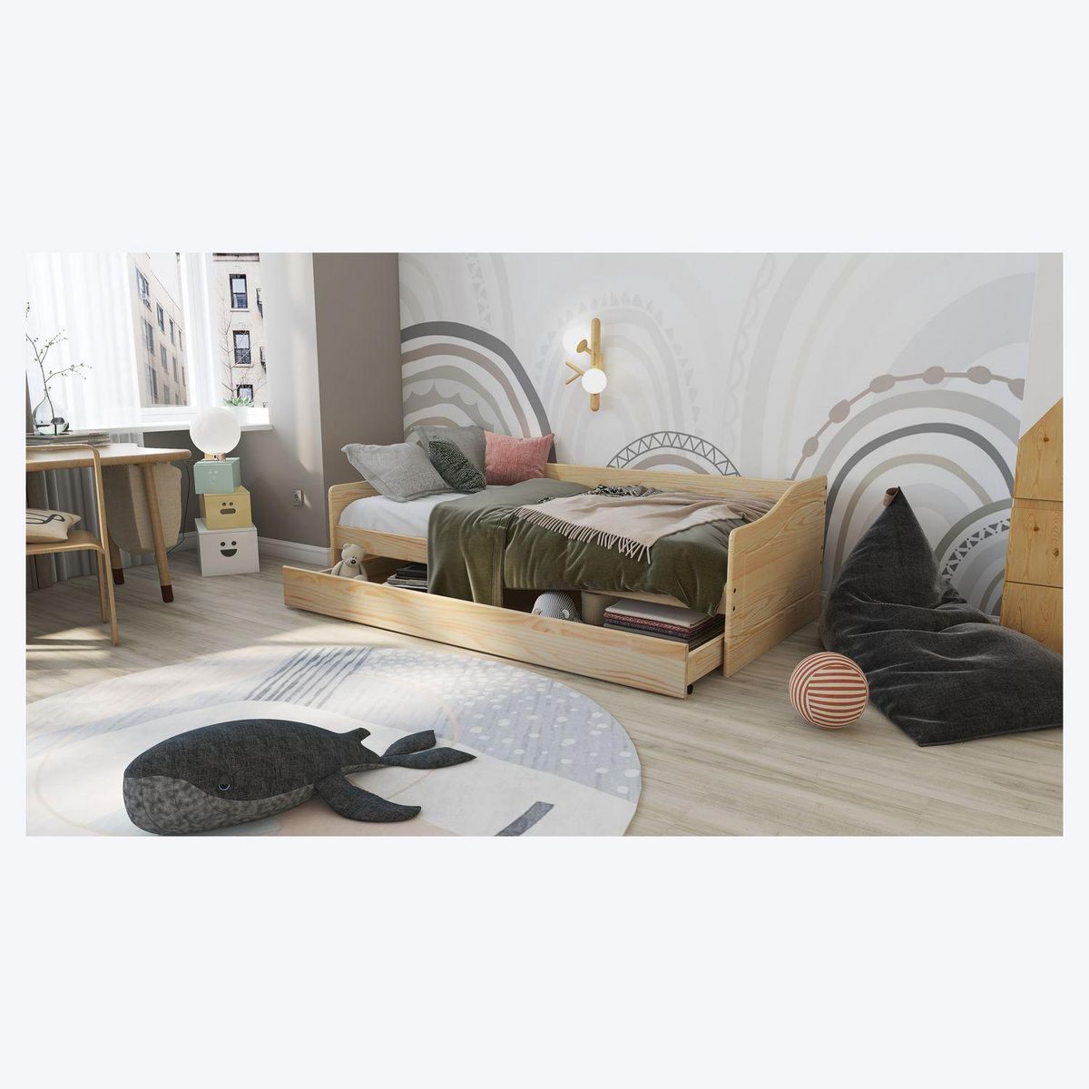 Lit banquette gigogne 90x200 cm ANDREA