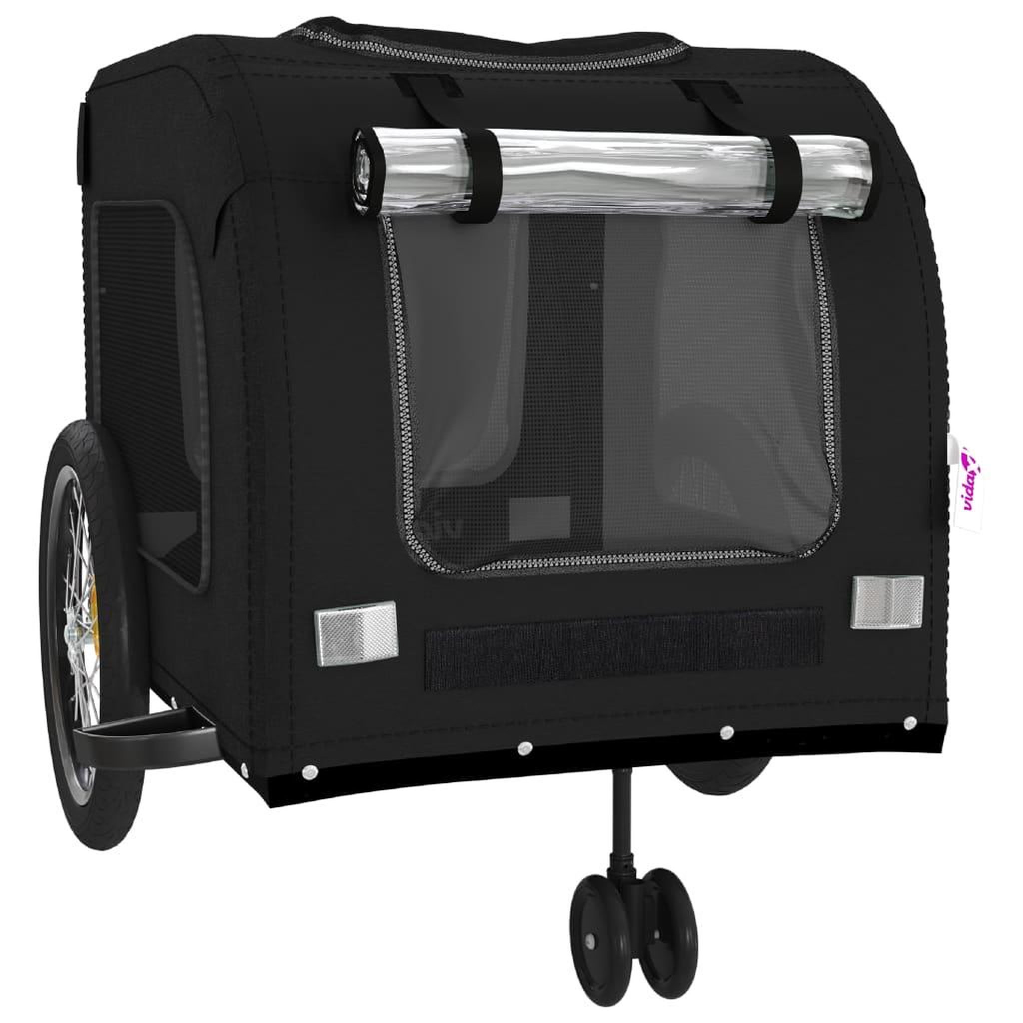 Voir la diapositive 5 : VIDAXL Remorque de velo pour animaux de compagnie noir