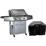 Habitat et Jardin Barbecue Gaz avec LED  Bingo 4  - 4 brûleurs dont 1 latéral - 14kW + Housse protection - Argenté