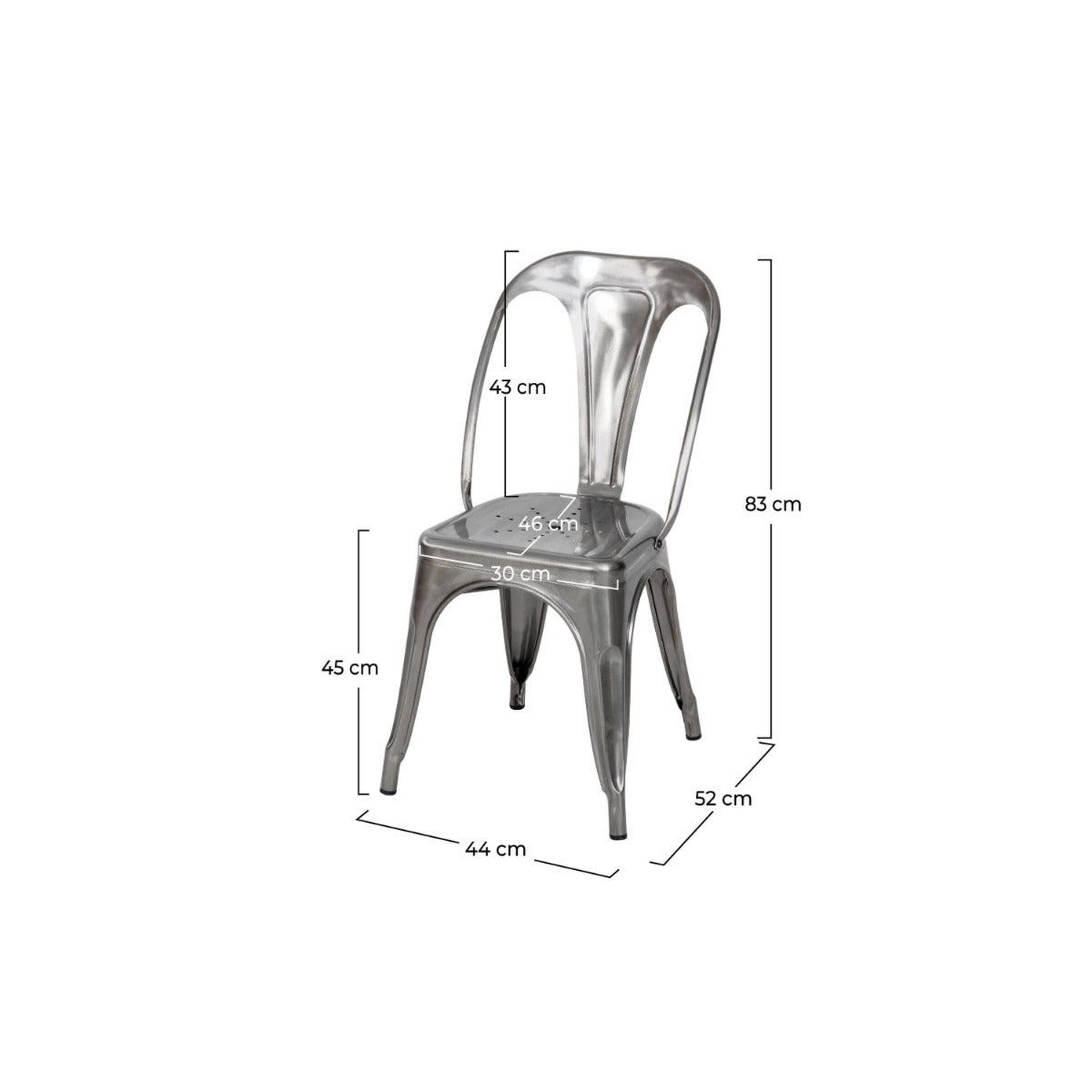 Voir la diapositive 4 : MAISON PAVANE Lot de 2 chaises en métal chromé-indus