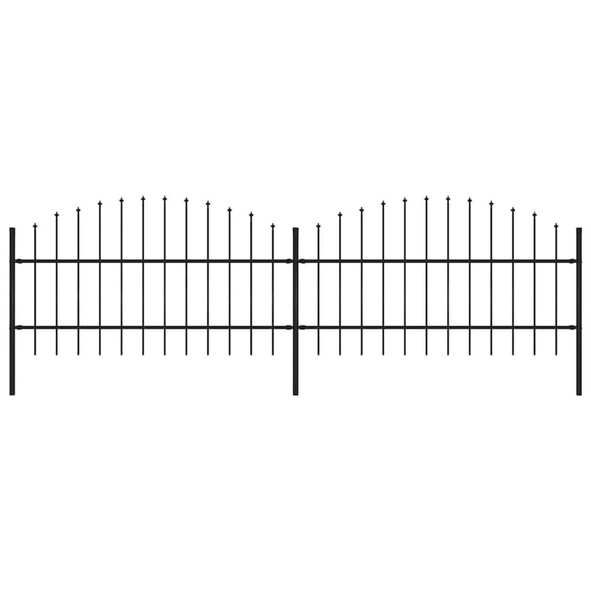 VIDAXL Cloture de jardin avec dessus en forme de lance en acier 359 x 100 cm Noir