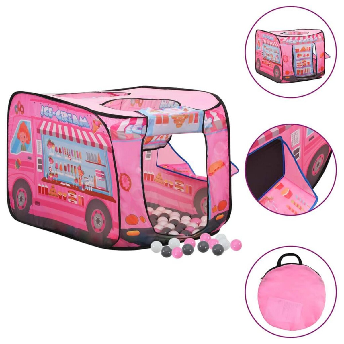 VIDAXL Tente de jeu pour enfants avec 250 balles Rose 70x112x70 cm