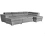 Voir la diapositive 1 : LOUNGITUDE Canapé convertible panoramique PARMA 6 places - Tissu gris clair - L322 x P196 x H76 cm
