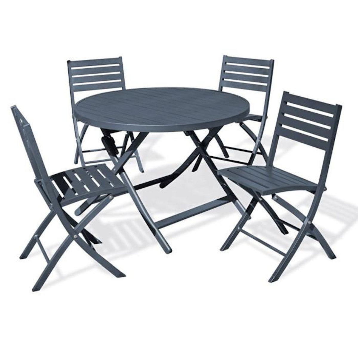 Paris Prix Ensemble Table de Jardin Pliante & 4 Chaises  Marius  110cm Gris Anthracite