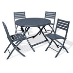Paris Prix Ensemble Table de Jardin Pliante & 4 Chaises  Marius  110cm Gris Anthracite
