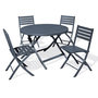 Voir la diapositive 1 : Paris Prix Ensemble Table de Jardin Pliante & 4 Chaises  Marius  110cm Gris Anthracite