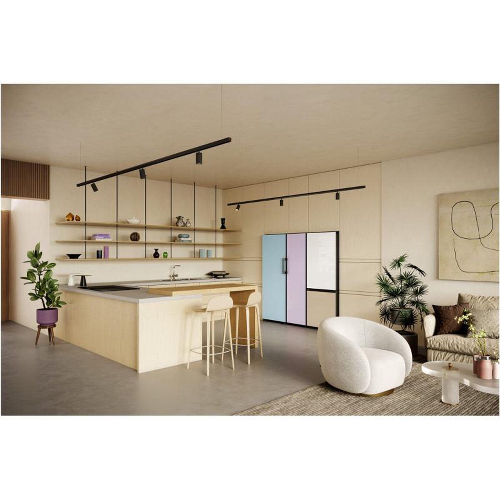 Voir la diapositive 3 : Samsung Façade Réfrigérateur et Congélateur Samsung 1 PORTE 45cm Cotta Skyblue RA M17DAACSGG BESPOKE