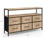 Voir la diapositive 5 : ID MARKET Commode 6 tiroirs en tissu UTAH 115 CM avec niche effet lattes meuble de rangement design industriel