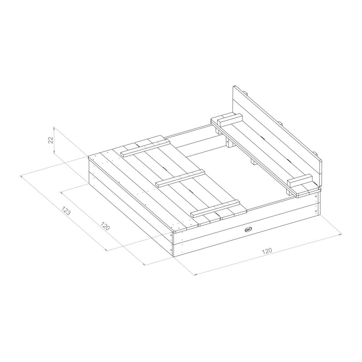 AXI Bac à sable avec bancs XL-bois-H 20 cm-Ella 