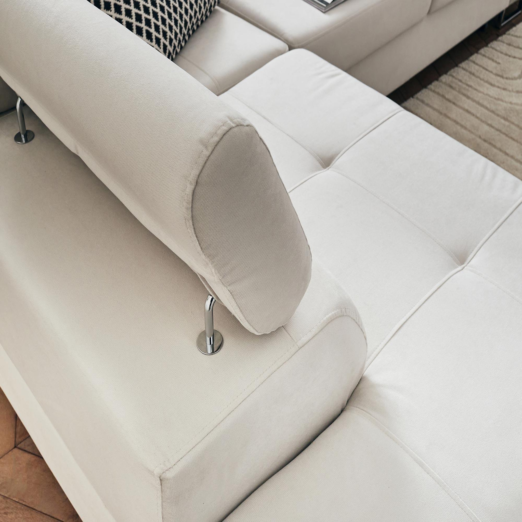 Voir la diapositive 4 : BEST MOBILIER Pablo - canapé d'angle gauche - 5 places - convertible avec coffre et têtières réglables - en velours
