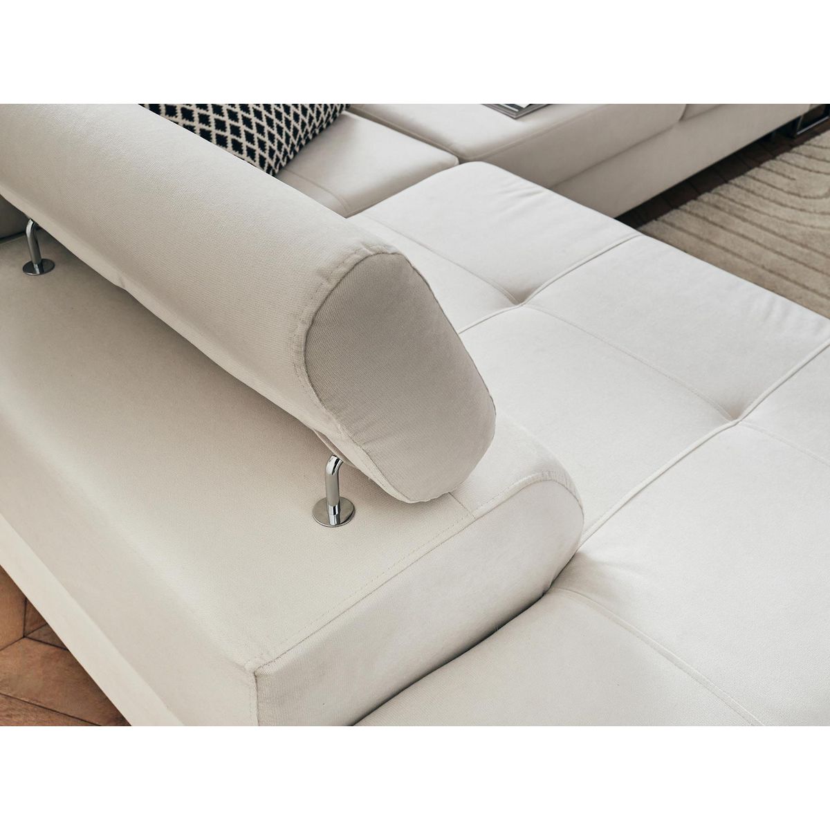 BEST MOBILIER Pablo - canapé d'angle gauche - 5 places - convertible avec coffre et têtières réglables - en velours