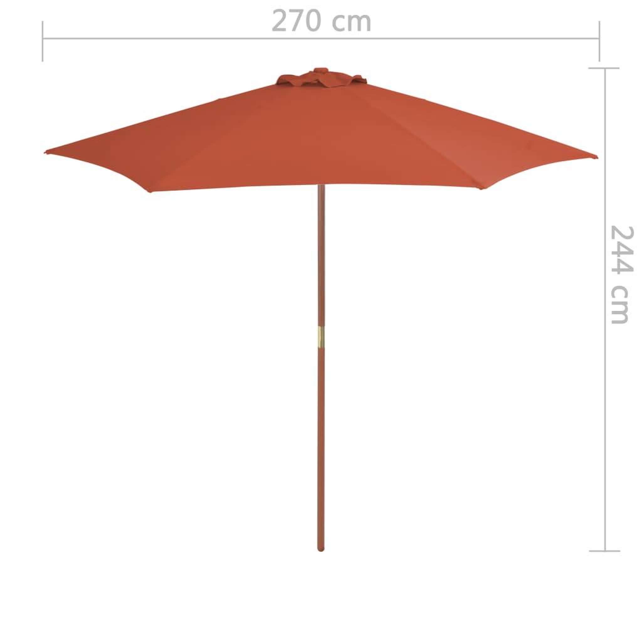 Voir la diapositive 6 : VIDAXL Parasol d'exterieur avec mat en bois 270 cm Terre cuite