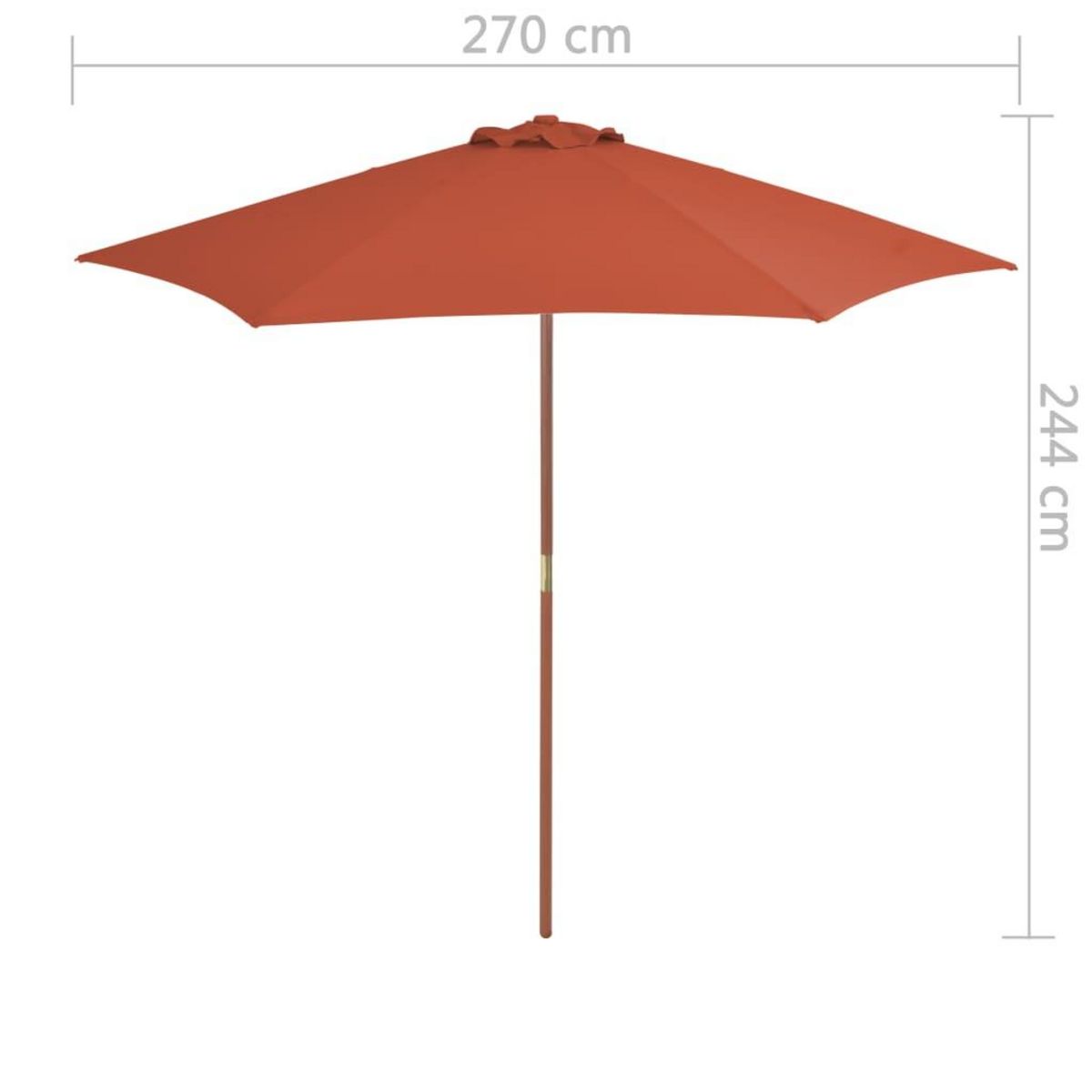 VIDAXL Parasol d'exterieur avec mat en bois 270 cm Terre cuite