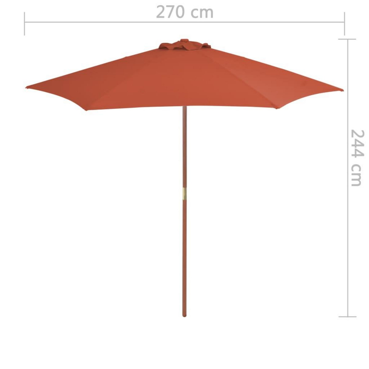 VIDAXL Parasol d'exterieur avec mat en bois 270 cm Terre cuite