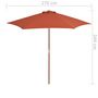 Voir la diapositive 6 : VIDAXL Parasol d'exterieur avec mat en bois 270 cm Terre cuite