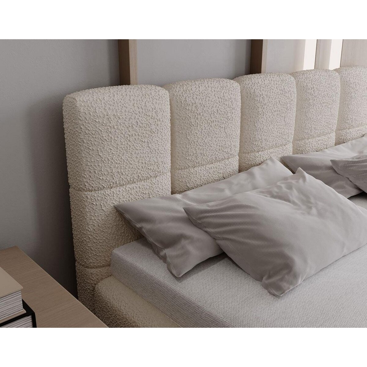 BEST MOBILIER Paulito - lit coffre - 180x200 cm - sommier inclus - en tissu bouclette