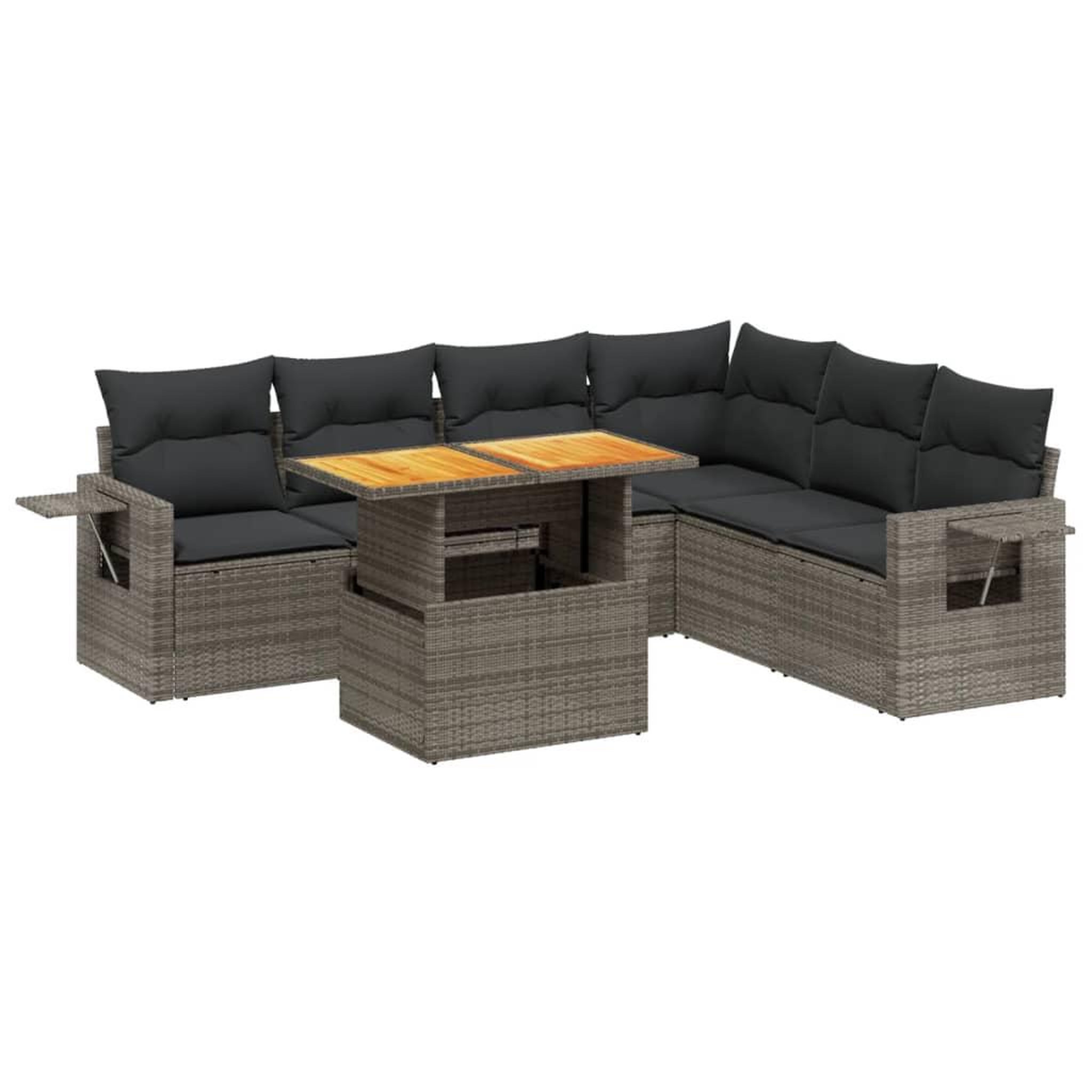 Voir la diapositive 2 : VIDAXL Salon de jardin avec coussins 7 pcs gris resine tressee