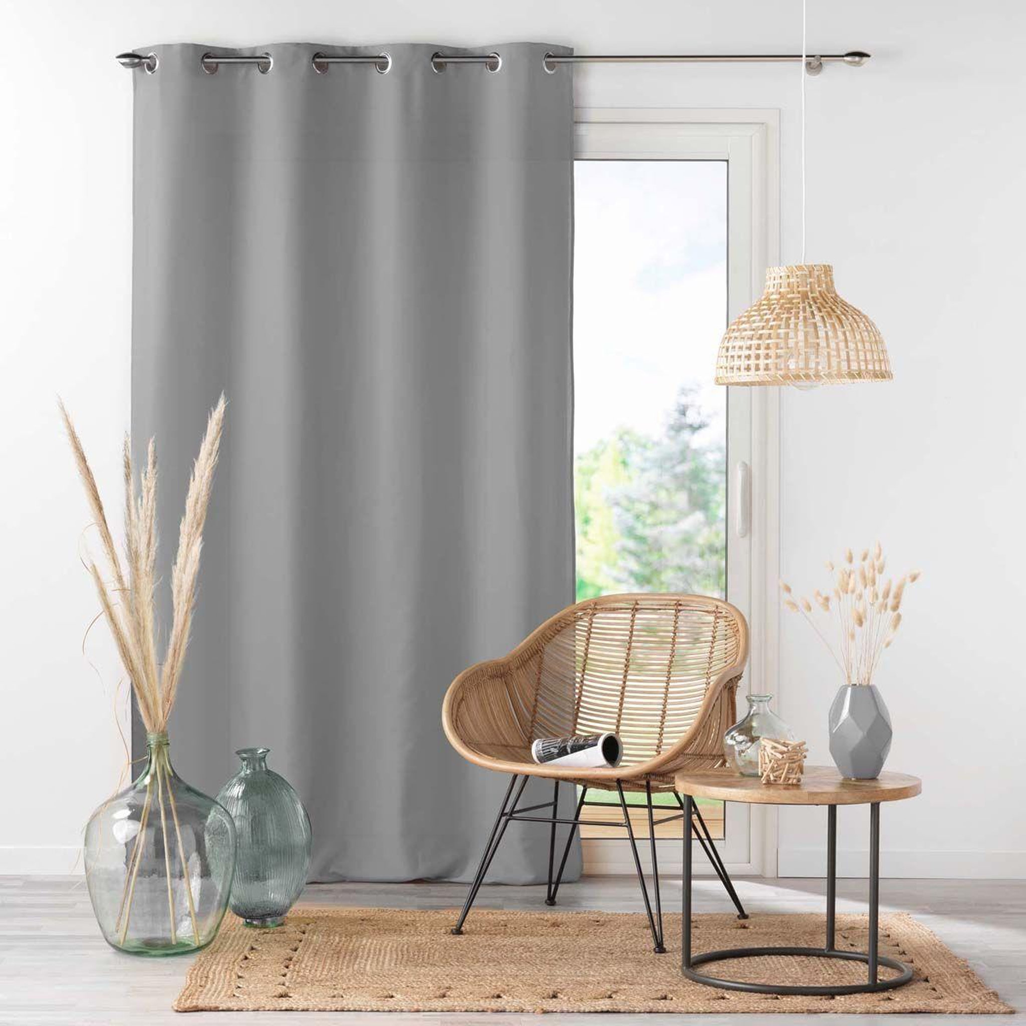 Douceur d'Intérieur Rideau à oeillets  absolu  140x260cm gris