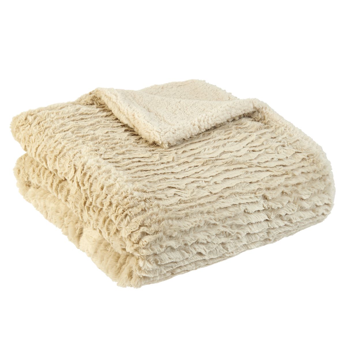 ACTUEL Plaid contraste embossé en polyester 240gsm PALMERAIE