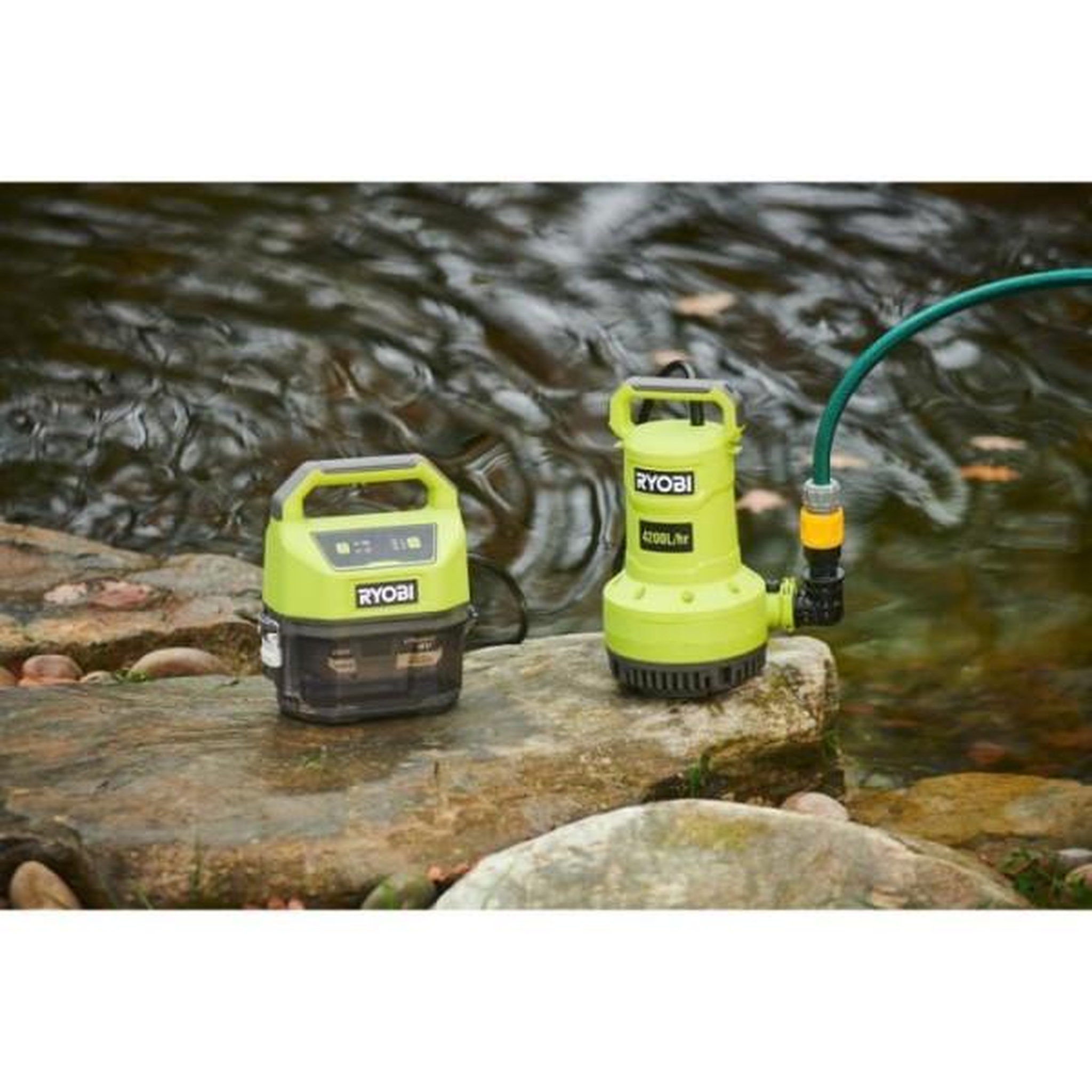 Voir la diapositive 5 : Ryobi RYOBI - Pompe d'évacuation 18V - 4 200 l/h - immersion maxi. 5 m - IPX7 - minuterie 3 réglages - vendue sans batterie - RY18SP