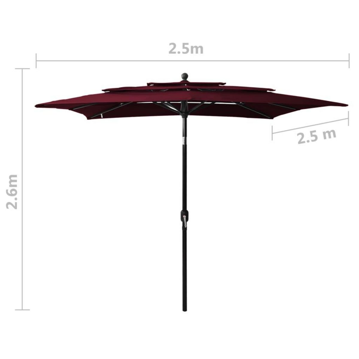 VIDAXL Parasol de jardin a 3 niveaux mat en aluminium rouge bordeaux