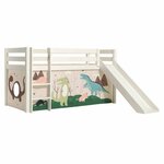 Paris Prix Lit Enfant Surélevé Avec Toboggan  Pino Dino  90x200cm Blanc