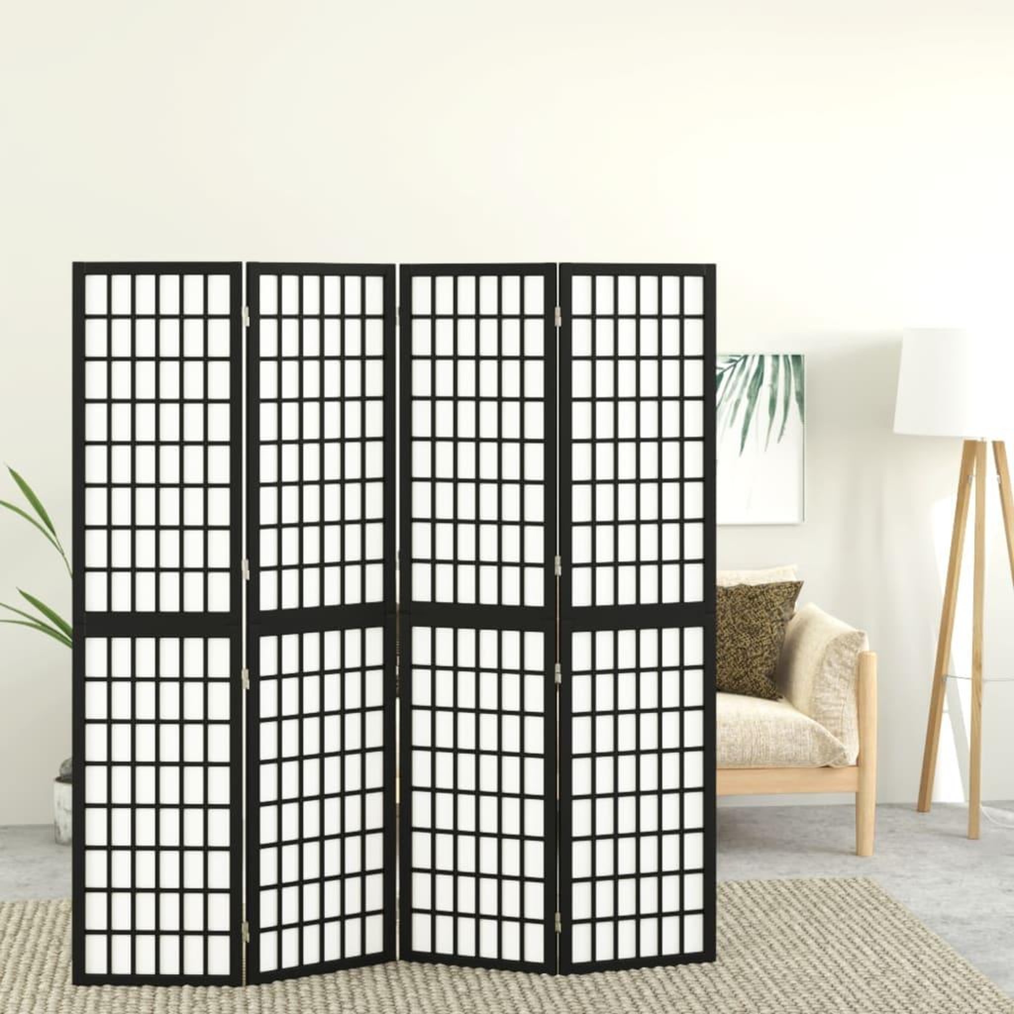 VIDAXL Cloison de separation pliable 4 panneaux 160x170 cm Noir